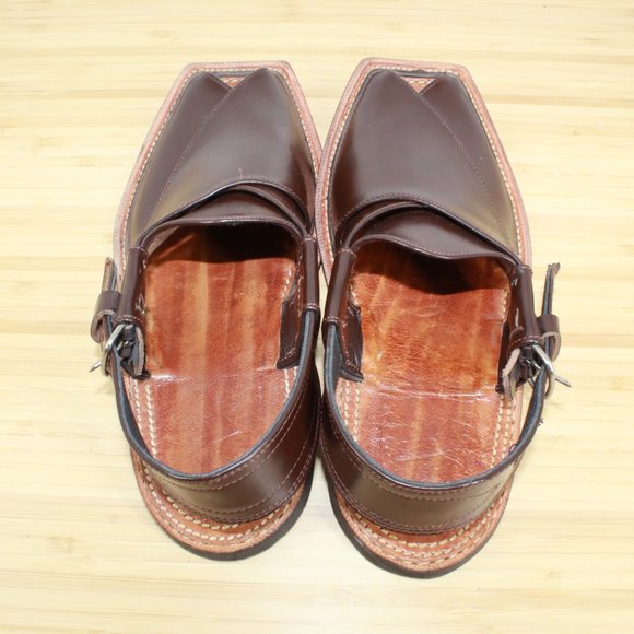 Women's Brown Leather Criss Cross Strappy Square Toe Slingback Sandals Size 9 - Picture 6 of 9